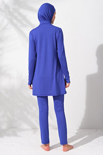 Pierre Cardin Long Sleeve Zippered Hijab Swimsuit Sax 231917