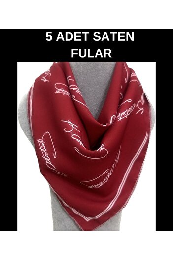 sema aksesuar 5 Pieces Red Atatürk Signed Cotton Fabric Scarf - Bandana - 29 October, 30 August, 19 May