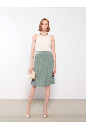 LC Waikiki Plain Women's Pleated Skirt with Elastic Waist