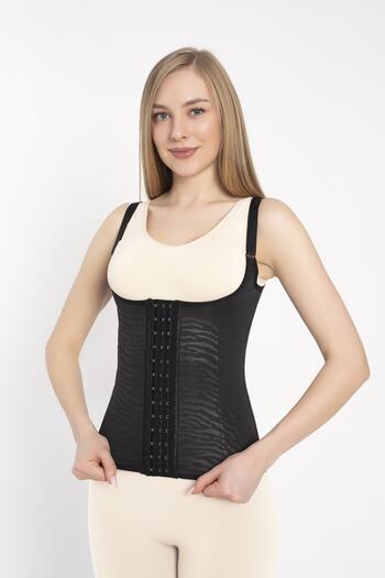 ELEGANCE KORSE Steel Underwire Premium Patterned Latex Corset Slimming Firming Latex Waist Corset with Strap