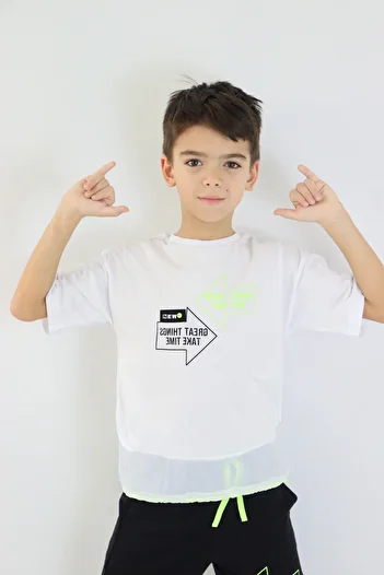 Harika KIDS Boy's Basic Bottom-Top Set with Arrow Printed Short Sleeve Shorts Age 6-9