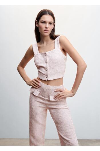 MANGO Woman Buttoned Tweed Blouse
