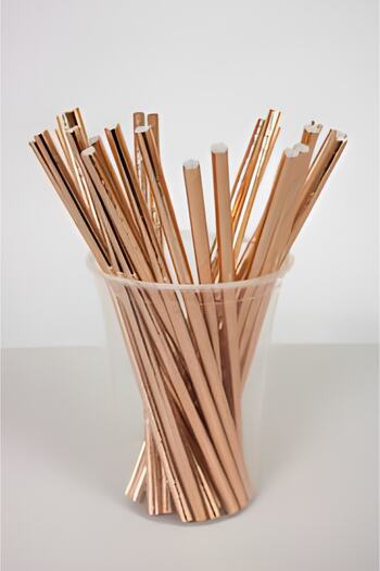 Öztürkpartievi Metallized Shiny Rosegold Straw