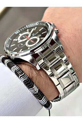 Daniel Klein Steel Strap Calendar Men's Wristwatch - Hematite Stone Special Bracelet Gift