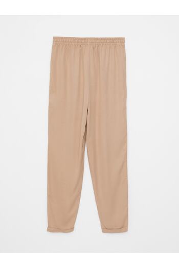 LC Waikiki Comfortable Fit Straight Viscose Women's Trousers with Elastic Waist