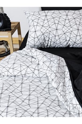 CAQQA Geo Double Sheet Elastic Cotton Duvet Cover Set