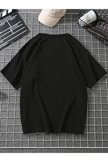 GRİLAND Černé unisexové oversize tričko California s potiskem