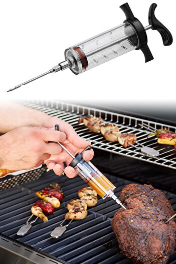 Binbirreyon Meat Marine Injector with Stainless Steel Needle - Spice Sauce Syringe 50ml Af050