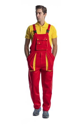 Şensel Fan Gardener Jumpsuit, Red-Yellow -8E302- Salopet