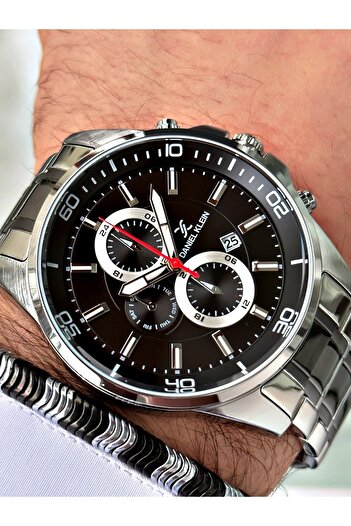 Daniel Klein Steel Strap Calendar Men's Wristwatch - Hematite Stone Special Bracelet Gift