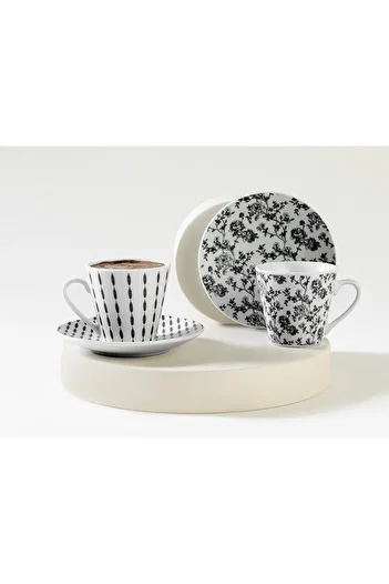 English Home New Retro Porcelain Set of 2 Coffee Cups 80 Ml Black