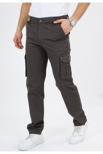 DYNAMO Men's Belted Straight Leg Side Pocket Cotton Cargo Pants