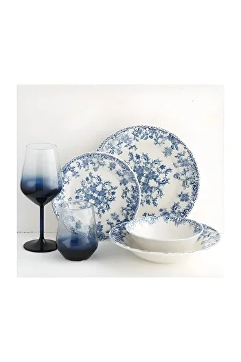 porselenden Blue Dream 6-Person Porcelain Pit Plate Set 23 cm