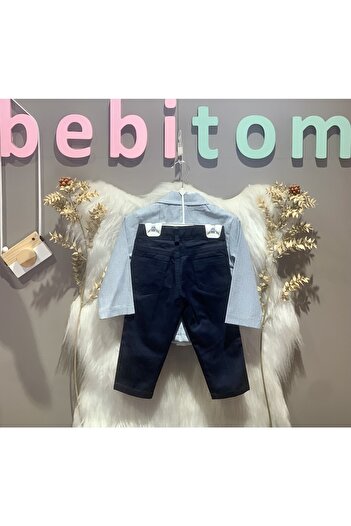 bebitomkids Erkek 1-4 Yaş Hong Nakışlı Ceketli Üçlü Takım