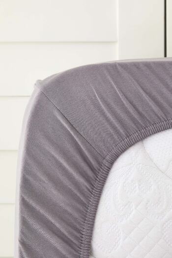 Karaca Home Gray Combed Cotton Fitted Single Bed Sheet - 100X200 cm