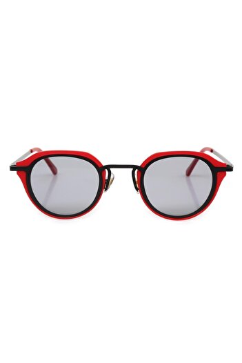 TomyHelf Red Frame Black Glass Oval Women's Sunglasses with UV400 Protection