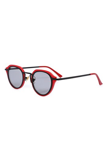 TomyHelf Red Frame Black Glass Oval Women's Sunglasses with UV400 Protection