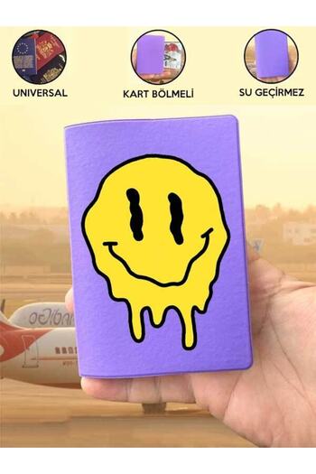 Cekuonline Smile Purple Vinlex Passport Case Cover Compatible with All Countries Passports