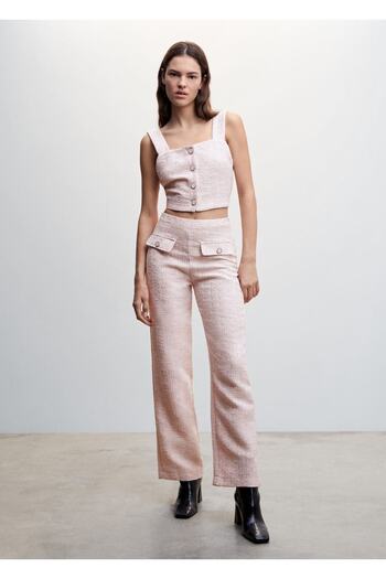 MANGO Woman Buttoned Tweed Blouse