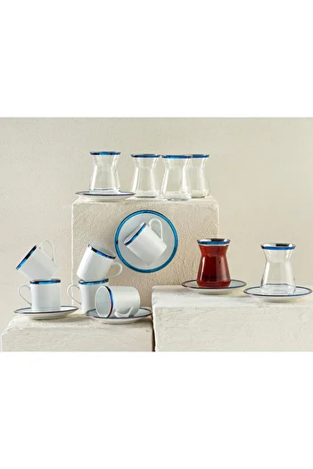 English Home Bovia Porcelain 6-Piece Tea-Coffee Set - 100-130 ml Blue