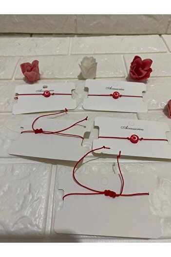 sema aksesuar 5 Pieces Turkish Flag Moon Star Fimo Bead Bracelet - Elevator Macrame Rope Bracelet - April 23