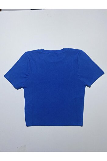 Dilvin 10357 Crew Neck Κοντό μανίκι Crop πουλόβερ-σακς