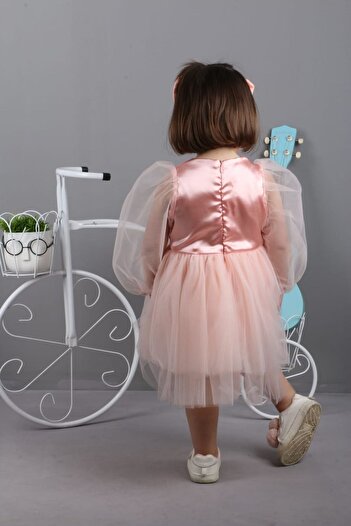 Bubito Sweet Girl Dress with Bandana-salmon