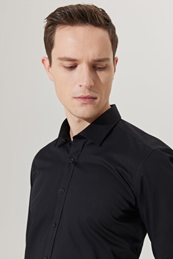 ALTINYILDIZ CLASSICS Erkek Siyah Ütü Gerektirmeyen Non-iron Slim Fit Dar Kesim %100 Pamuk Gömlek