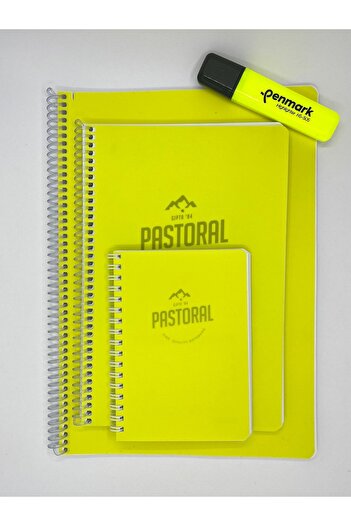 Gıpta Pastoral 3-Piece Lined Notebook Set with Plastic Cover Spiral A6, a5, a4 80yp, 96yp, 96yp