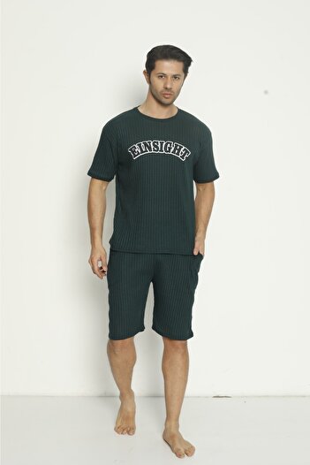 Ayans Pijama Ανδρικό Σετ Κάπρι με ραβδώσεις Oversize