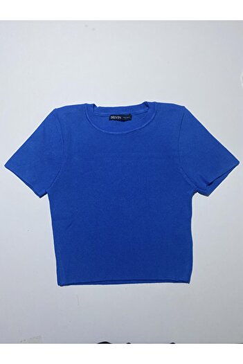 Dilvin 10357 Crew Neck Κοντό μανίκι Crop πουλόβερ-σακς