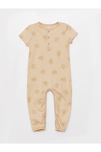LC Waikiki Printed Short Sleeve Crew Neck Jumpsuit for Baby Boy