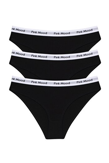 pink mood Chiloți din bumbac cu bandă elastică în talie, pachet de 3