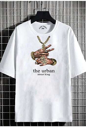 DEEPSENCE Унісекс Oversiz T-shirt Streetkıng Передній принт Білий колір