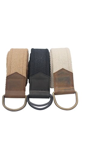 Anatolia Unisex 3 τεμαχίων δερμάτινη λεπτομέρεια μαύρη μπεζ διπλή αγκράφα υφασμένη τακτική αθλητική τσάντα από καμβά