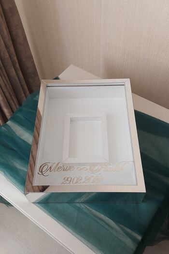 Verda Çerçeve 30x40 Cm Cadru de memorie cutie cu trandafiri cu zonă foto acoperită cu plexiglas argintiu! Cadru oglindă!