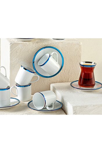 English Home Bovia Porcelain 6-Piece Tea-Coffee Set - 100-130 ml Blue