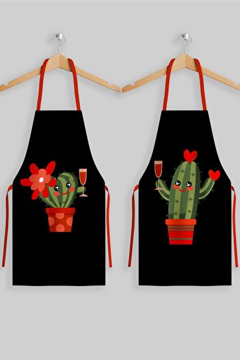 AYSHOME Ays Home Set of 2 Cactus Pattern Kitchen Aprons