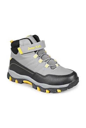 Jump 27788 Gray - Neon Yellow Unisex Children's Daily Thick Sole Sneaker Sports Boots