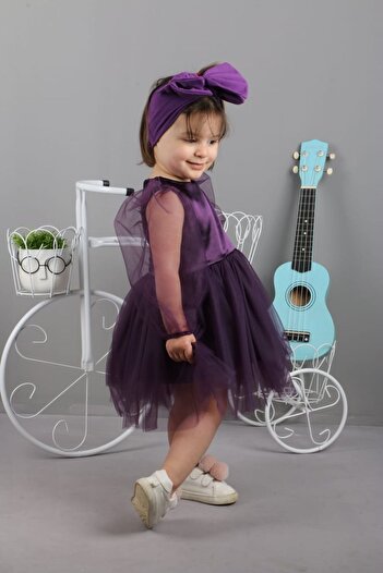 Bubito Sweet Girl Dress with Bandana-purple