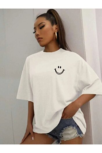trendgar White Smile Printed T-shirt