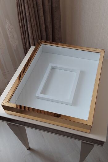 Verda Çerçeve 40x50 Cm Gold Plexi Rose Memory Frame!Frame with Photo Section Without LED!Rose Memory Frame