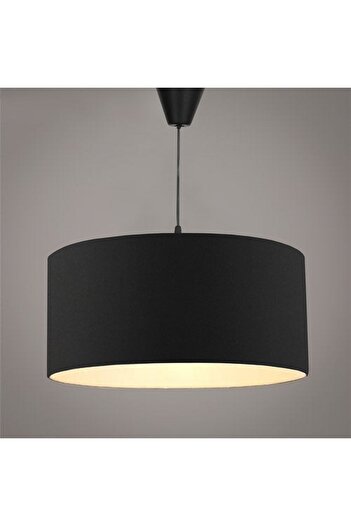 Modamonline Kumaş Avize Çap 30 Cm Tekli Siyah Abajur Sarkıt Av134