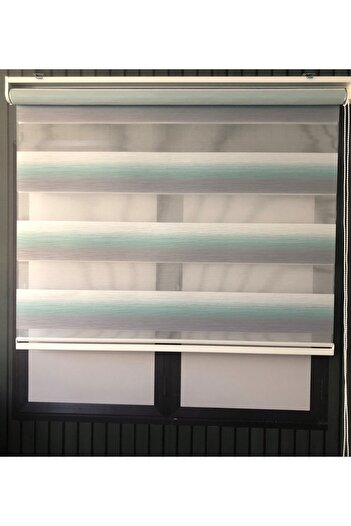 Lotus Curl Water Green Gray Color Transitional Zebra Roller Blinds-Kitchen- Living Room-Lounge - Curl3