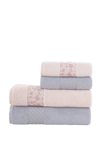 Nurpak Star Bamboo 4-Piece Bath Towel Set Gray Powder