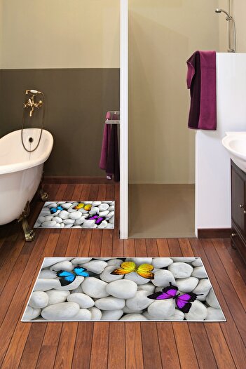 Alanur Home Αντιολισθητική βάση Alanur Trend Ψηφιακό Σετ Τουαλέτας Μπάνιου 2 τεμαχίων Kt432 Κρέμα