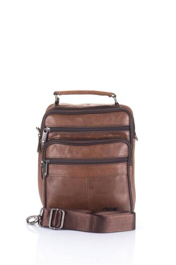 ÇÇS 31002 Genuine Leather Long Strap Handbag Camel