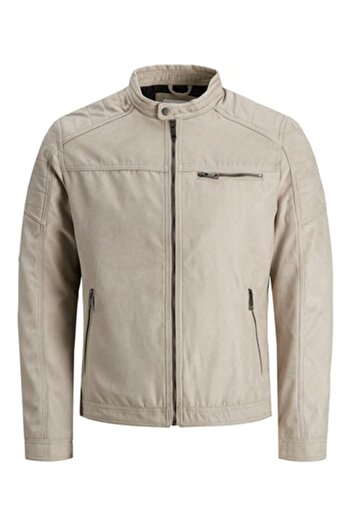 Jack & Jones jack jones Mens Faux Leather Jacket 12147218 Beige