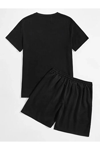trendgar New York Printed Suit with Black Shorts