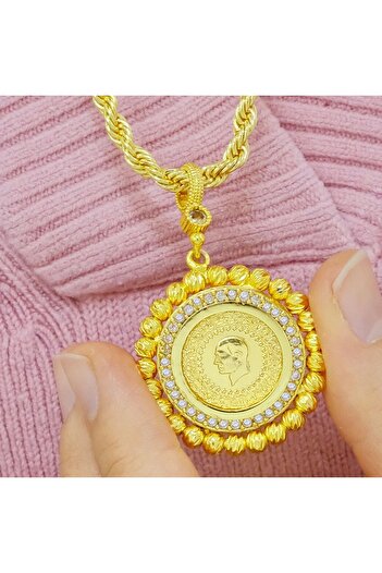aytekgold 22 Ayar Dorica Toplu Çeyrek Altınlı Kolye